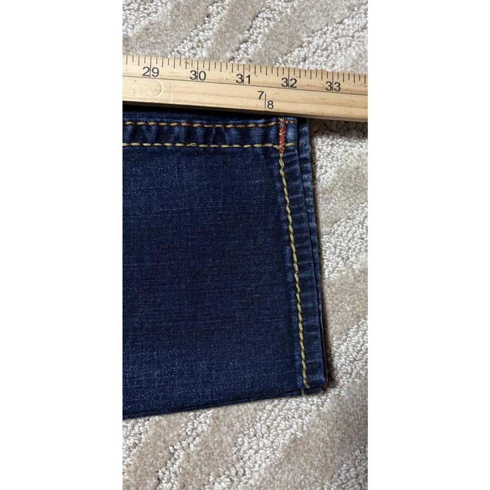 True Religion World Tour 32x32 Ultra Indigo Slim Flap Big T Mens Jeans Excellent - Picture 9 of 9